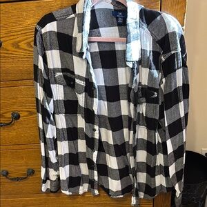 Old Navy Black and White Plaid Shirt